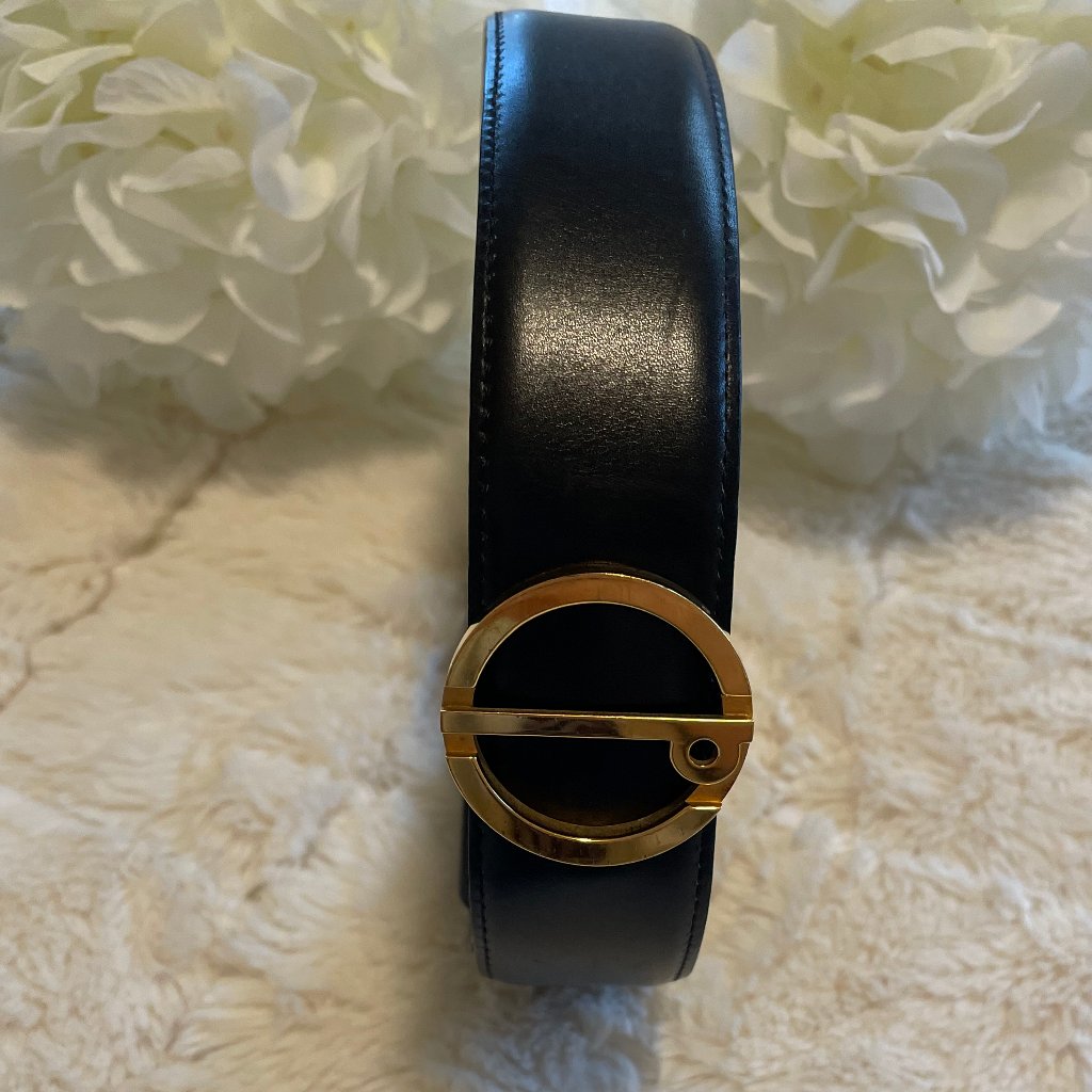 Dunhill Black Leather Belt With Gold Buckle Rare